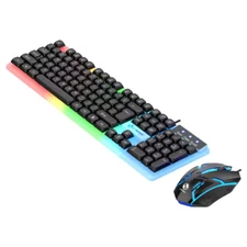 Gaming Keyboard and Mouse Mechanical Feel RGB Led Light Backlit for Desktop PC,