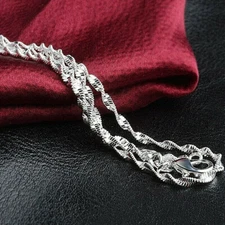 Twisted Wave 2mm 24 Inch Chain Necklace Sterling Silver