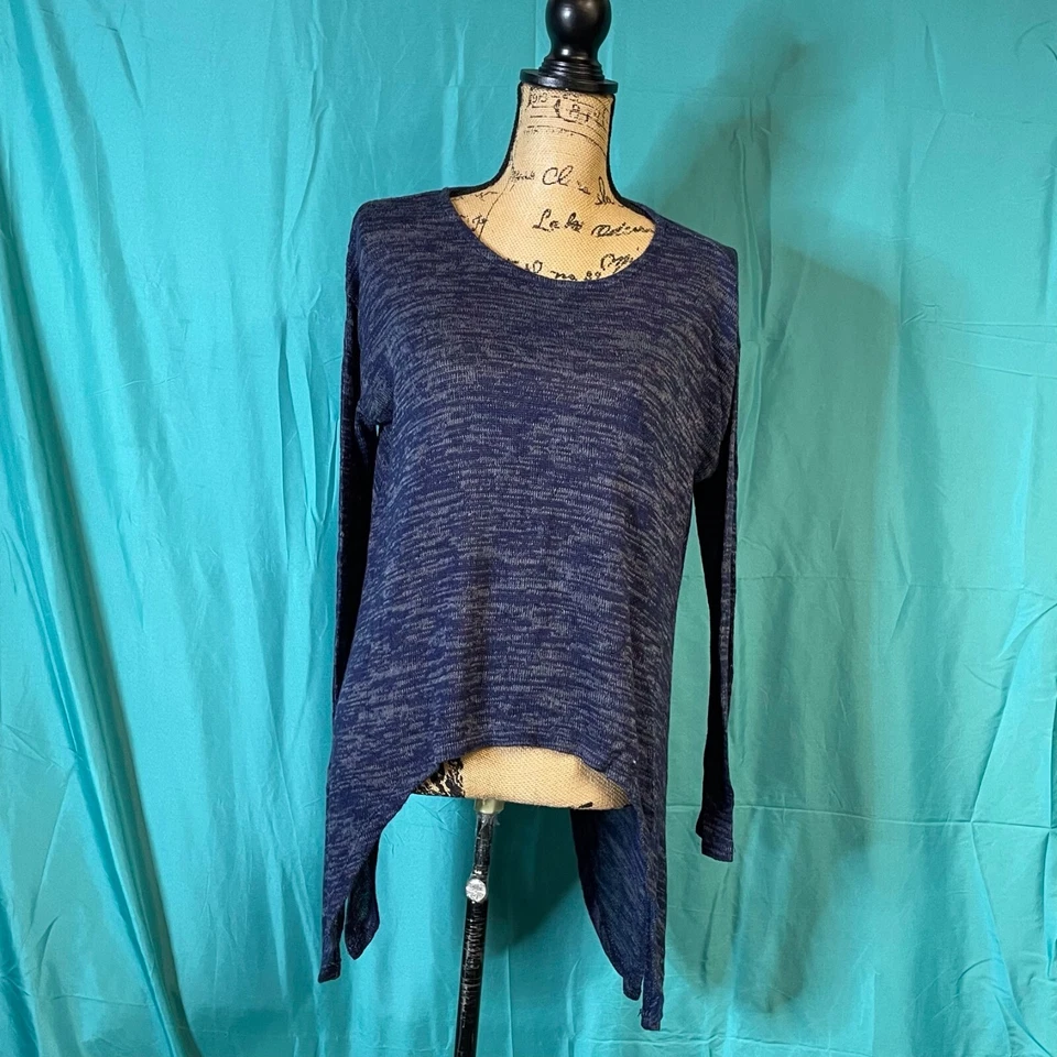 Бонго женщин свитер синий средний ассиметричный круглый вырез длинным рукавом пуловер - Изображение 2 из 4