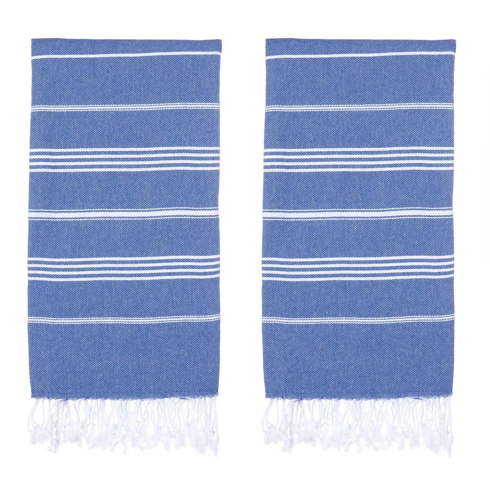 Juego de 2 toallas de playa turcas (38" x 71") | Toalla turca extra grande 100 % algodón Foto 2 de 4