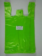 200 Qty. Lime Plastic T-Shirt Retail Shopping Bags with Handles 11.5" x 6" x 21"
