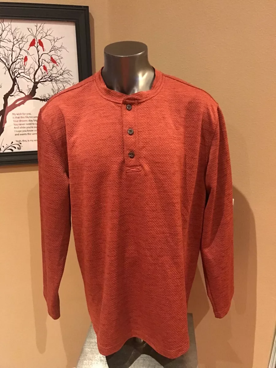 Orange henley on sale men's shirt
