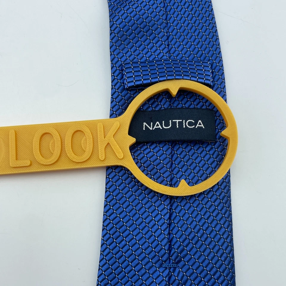 Corbata NAUTICA Para Hombres Azul Geométrica Mezcla de Seda Clásica Negocios Formal 3"x61" Foto 3 de 4