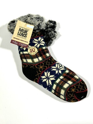 Muk Luks Women's Cabin Socks S/M 5-7 Slipper Socks Colorfull
