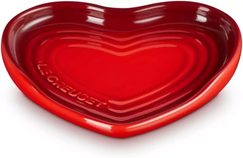 Le Creuset Cerise Red Heart Shaped Spoon Rest 13cm 5" Stoneware New Valentines - Picture 5 of 9