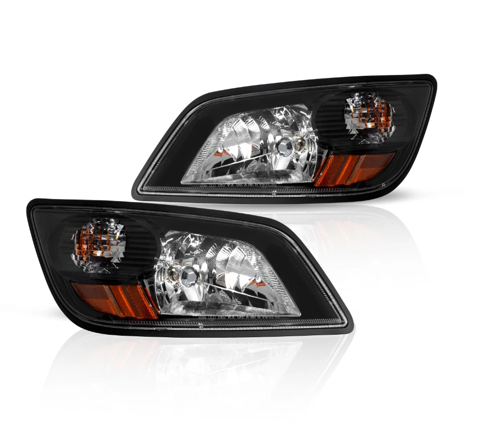 Par de conjuntos de faros negros aptos para Hino 2006-2019 de alta resistencia con bombillas 12 V Foto 2 de 4