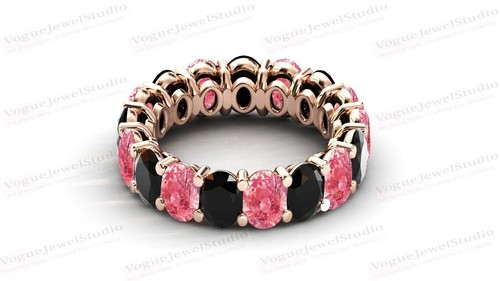 Banda de eternidad de ónix negro relleno de oro de 14 k en anillo de compromiso de plata de ley 925 - Imagen 96 de 109