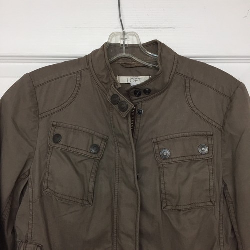 Ann Taylor Loft Utility Jacket Putty Color Petite Sz 6P - Picture 4 of 5