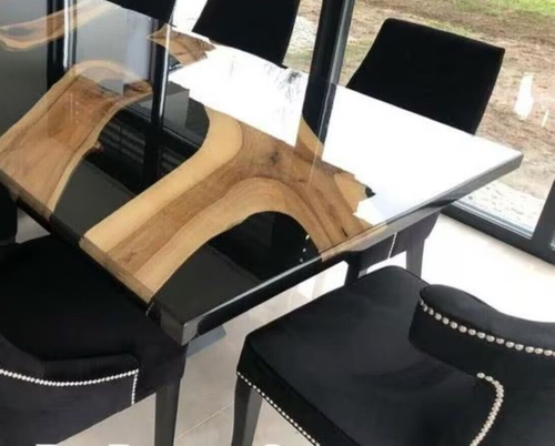 Made to Order Black Epoxy Resin Dining Table Top Luxurious Office Centerpiece - Picture 8 of 9