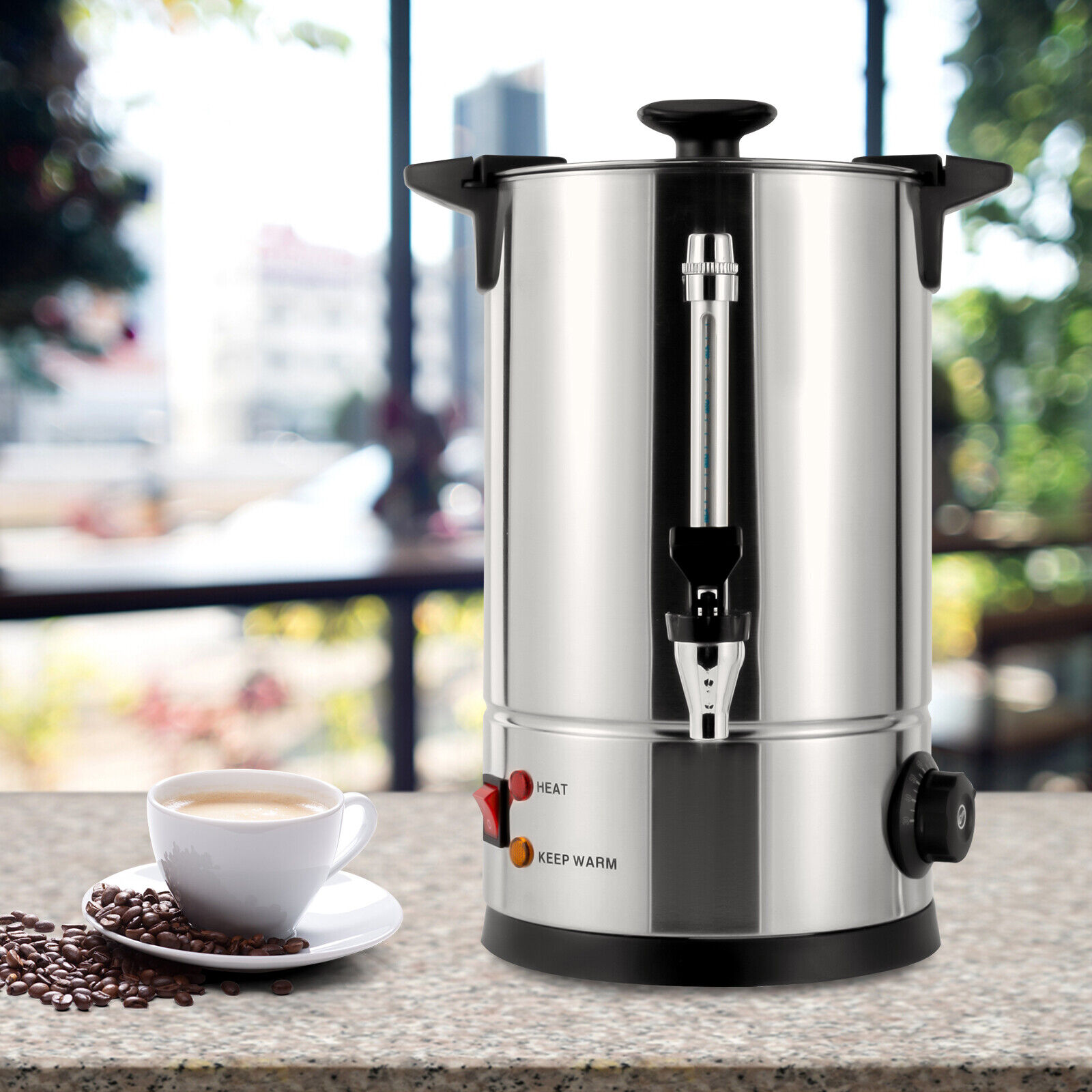 Large coffee maker 30-100 cup, Black and Stainless Coffee Urn