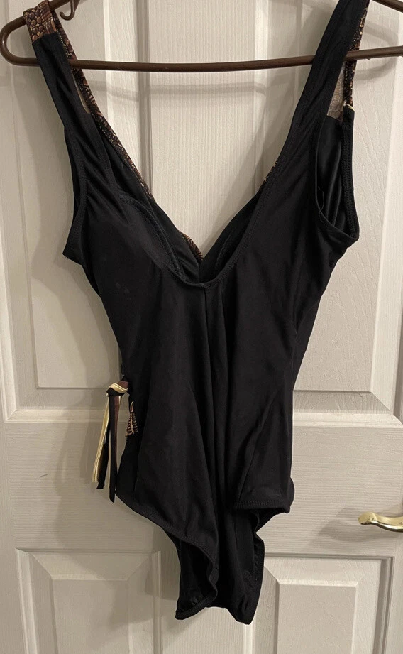 Traje de baño Longitude negro/marrón de una pieza para mujer talla 8 borla lateral Foto 4 de 4