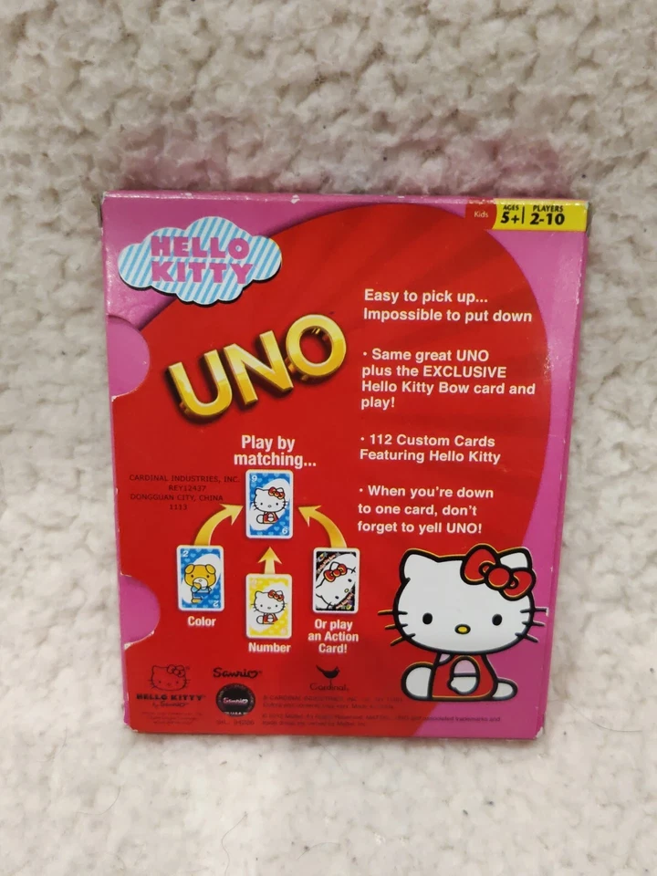 2012 Hello Kitty UNO Card Game Exclusive w/ "Hello Kitty BOW" Mattel Cardinal - Image 2 of 4