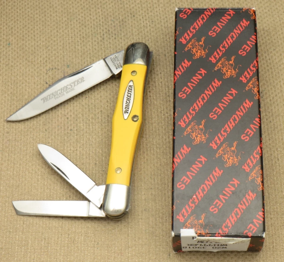 Winchester de Bluegrass/Queen 39018 centro de hinchazón Whittler asas amarillas como nuevas Foto 2 de 4