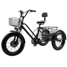 🚲500W 48V 13A Electric Snow Tricycle 3 wheel e-bike 4.0 Fat Tire Tricycle