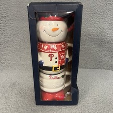 Philadelphia Phillies Mug Set 3-Pack Stackable Holiday Snowman Gift-Ceramic MLB