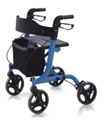 Rollex 400 Profi Rollator federleicht & stabil blau 136kg One Touch Bremse mit S