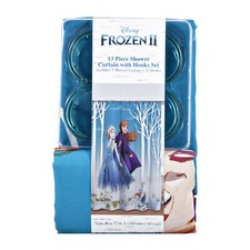 FROZEN II -13 Piece Shower Curtain w/ Hooks and Foam Bath Rug Set