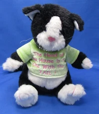 PBC International Musical Singing Black White Plush Cat