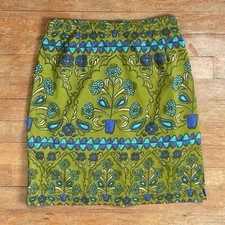 Vintage Floral Mini Skirt Size XS 25" Waist 1990s Silk/Cotton Green/Blue