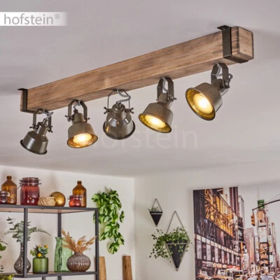 Wohn Schlaf Zimmer Leuchten verstellbar Holz grau/grün Decken Lampen Industrial - Bild 1 von 4
