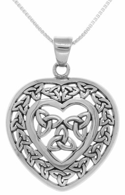 Jewelry Trends Sterling Silver Celtic Trinity Heart Pendant on 18 Inch Box Chain