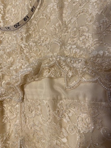 BRILLIANTE by JA Pearl Lace Formal Tiered Dress Ivory With Sleeves Size Large - Picture 9 of 16
