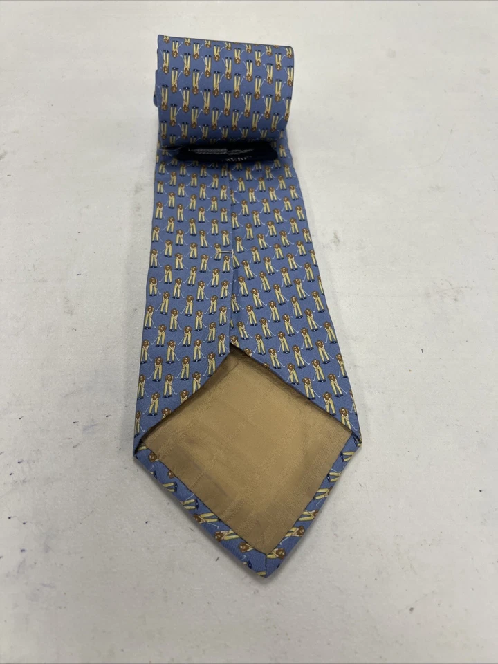 Burberry Men's Light Blue & Brown Novelty Golf Silk Neck Tie $295 - Image 2 of 4