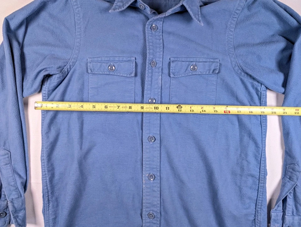 Camisa vintage LL Bean Kids gamuza tela LS abotonada talla 18 azul franela EE. UU. Foto 4 de 4