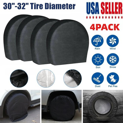 #ad 4PCS 30 32#x27;#x27; Waterproof Tire Covers Wheelamp;Tyre RV Trailer Camper Sun Protector $14.59