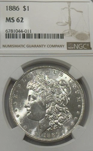 1886 $1 MORGAN DOLLAR  NGC •MS 62•