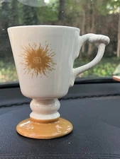 VTG Hall China Americana Hotel Pedestal Mug Cup Rope Handle Starburst Logo NYC