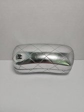 RARE Vintage 2000s CHANEL Silver Metallic Quilted CC Logo Glasses Case Y2K...