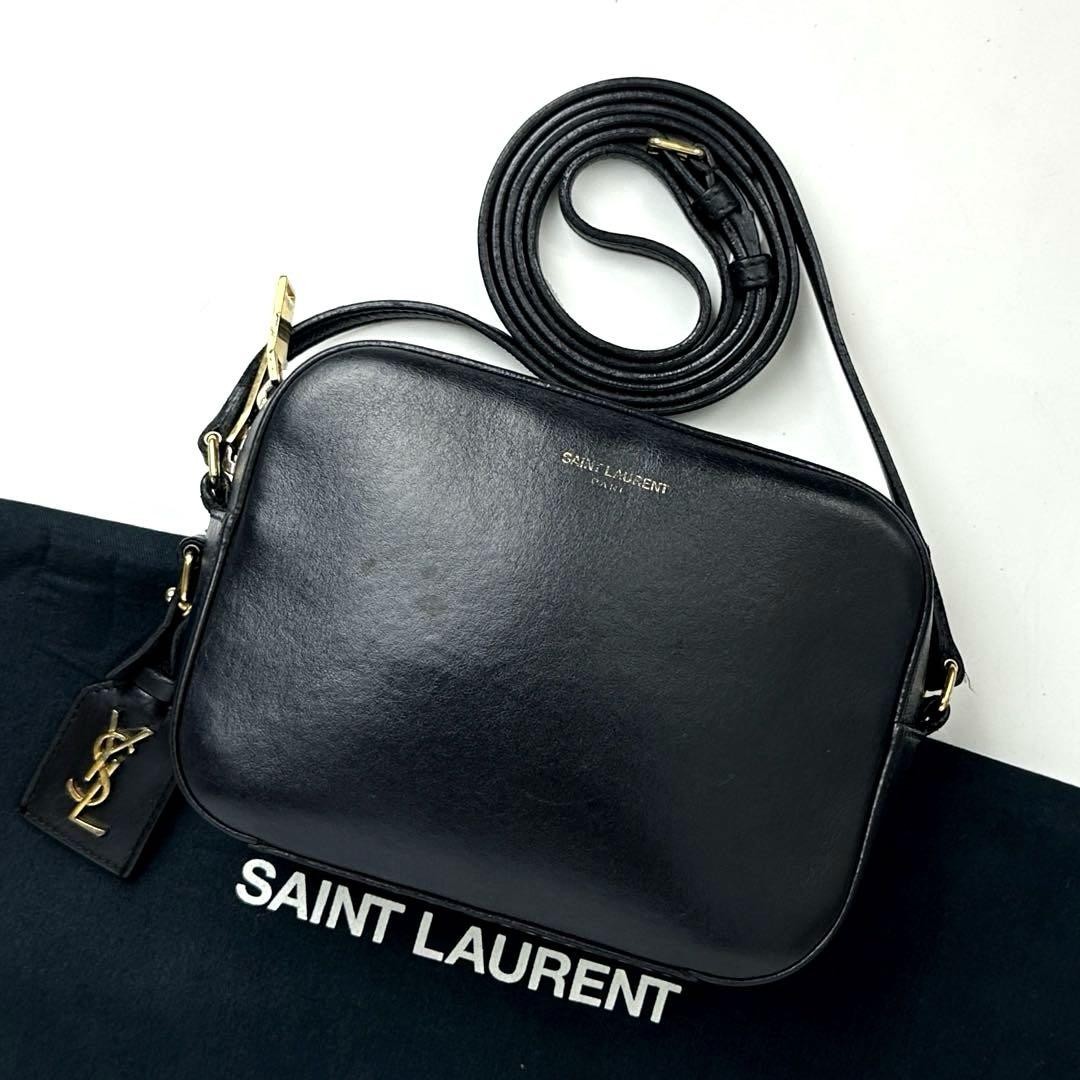 Saint Laurent Black Leather Shoulder Bag with Gold Hardware Pre-Owned
