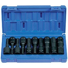 1/2" Drive 10 Piece Hex Driver Set 1398H GREY PNEUMATIC Metal Black 838780000343