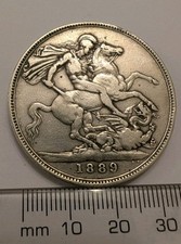 1889 Queen Victoria Silver Crown - Jubilee Head - Victorian Sterling Silver Coin