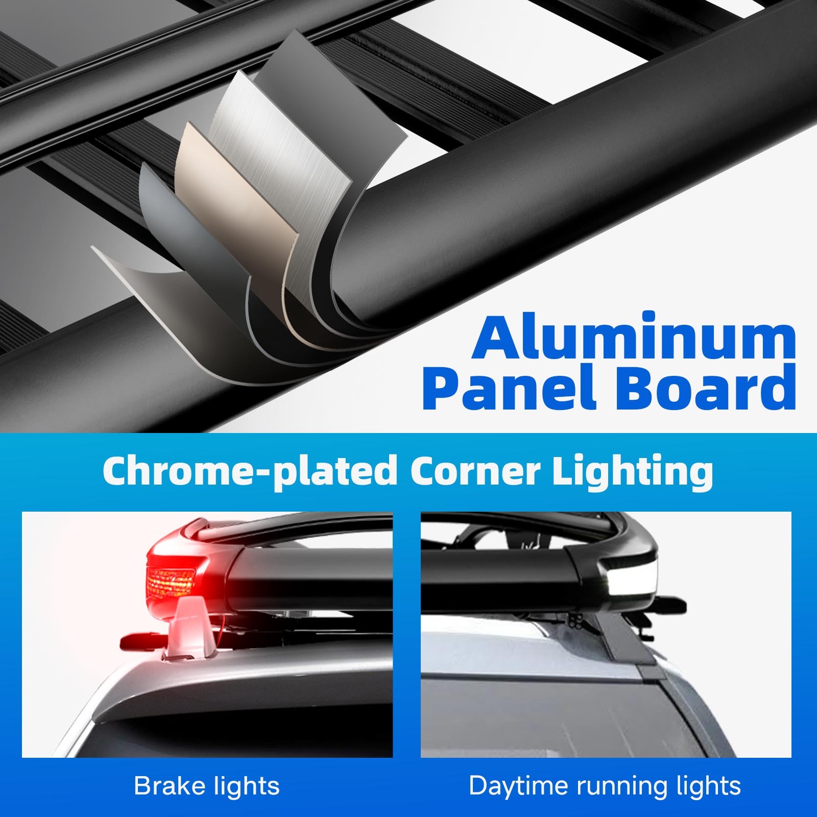 For Subaru Outback 50"x38" Roof Rack Luggage Cargo Basket+Cross Bar w/ LED Light