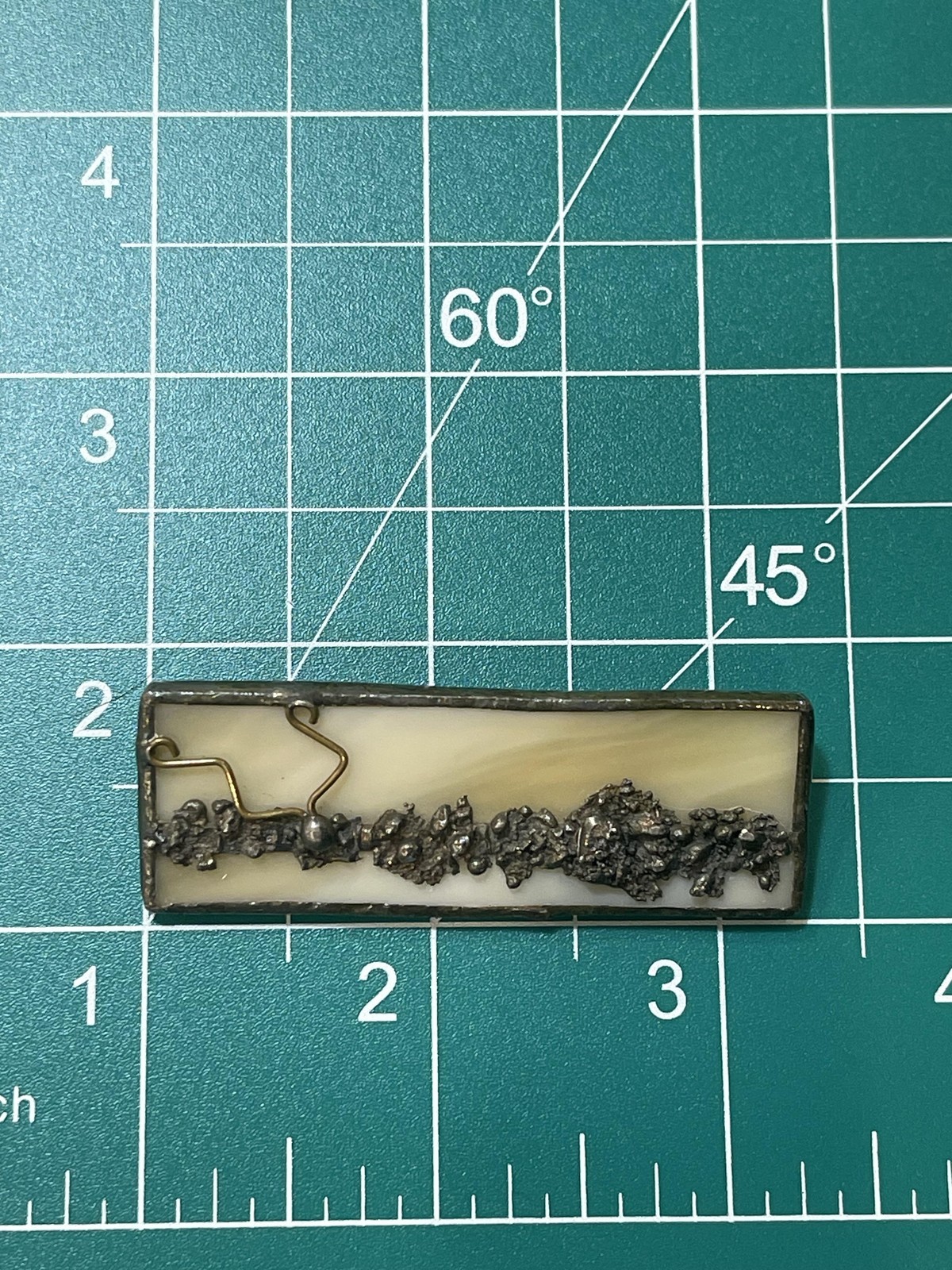 Artisan Stained Glass Rectangular Brooch Pin Sold… - image 3