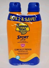 Banana Boat Sport Ultra 50 SPF Sunscreen Spray - 2 Cans (6 oz each) Exp 08/2026