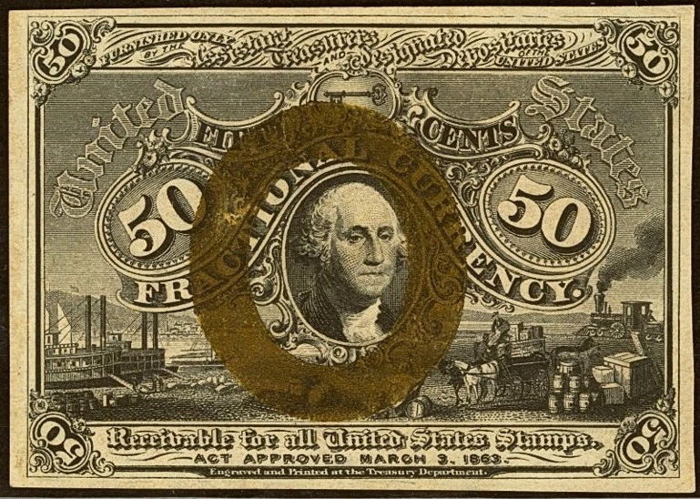 FR 1316 - 50c SECOND ISSUE - SURCHARGE "18-63" - PCGS 55 - EX: MARTIN GENGERKE - Image 3 of 4