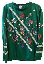 Vintage Rare Christmas On MainStreet Holiday AOP Sweatshirt Size XL Made In USA