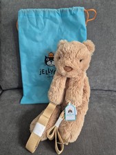 JELLYCAT Smudge Bear Brown Zip Backpack Soft Toy Plush BNWT with Dust Bag