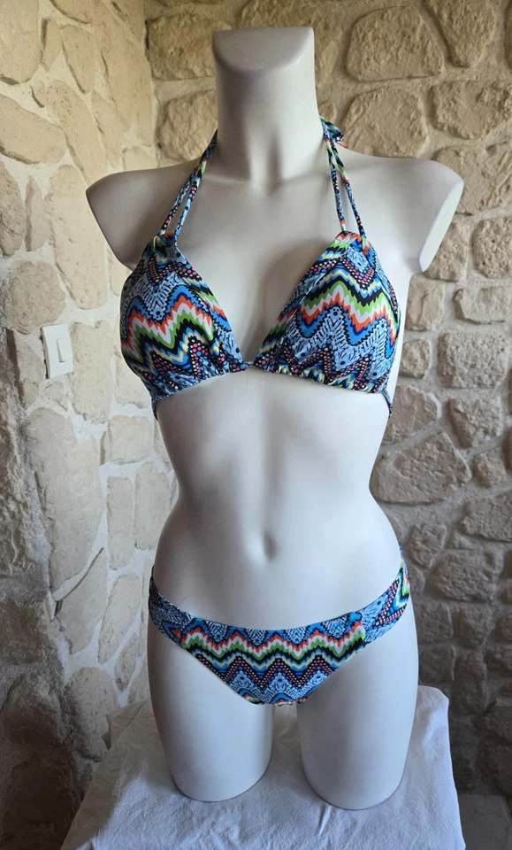 Maillot de bain bikini tanga multicolore taille M neuf (li) - Photo 1/4