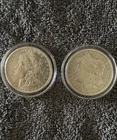 1889 & 1890 Morgan Silver Dollar Set – Two U.S. $1 Coins in Protective Capsules