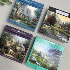 Lot of 4 Thomas Kinkade 1000 Pc Jigsaw Puzzles Cottage Stone House New Sealed