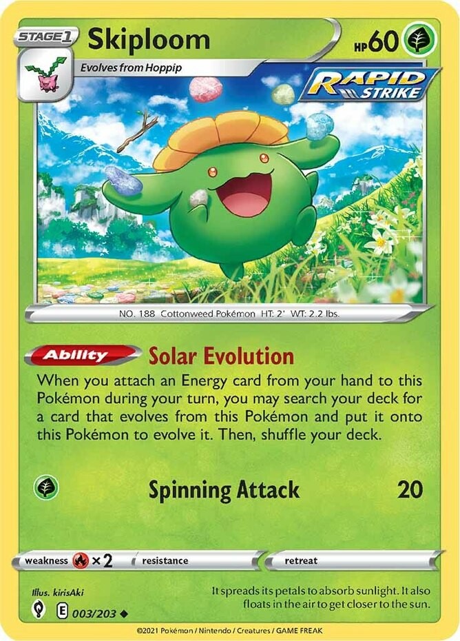 Skiploom - 003/203 - Uncommon (Near Mint) Evolving Skies - Grass Pokémon