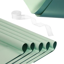 20 Sheets Flower Wrapping Paper with Ribbon 22.8" x 22.8" Turquoise/Gray Blue