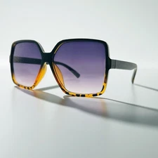 Oversized Square Sunglasses  Leopard / Shades Pruple Retro Vintage Trendy 