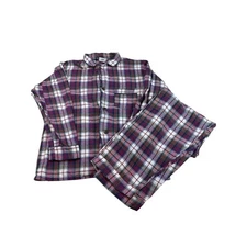 Sears Roebuck & Co. VTG Flannel Pajama Set - Men's L Plaid Sleepwear Top & Pants