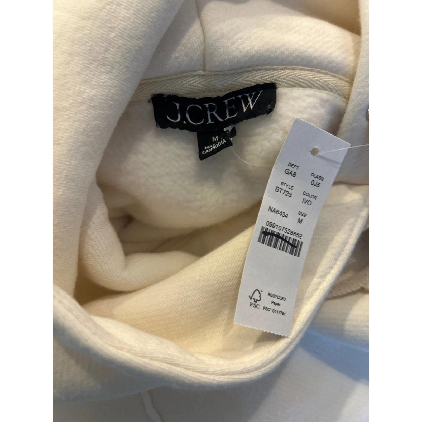 OFF WHITE J. Felpa con cappuccio Crew Heritage in pile avorio media