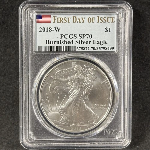 2018-W $1 American Silver Eagle Burnished West Point First Day FDOI PCGS SP 70